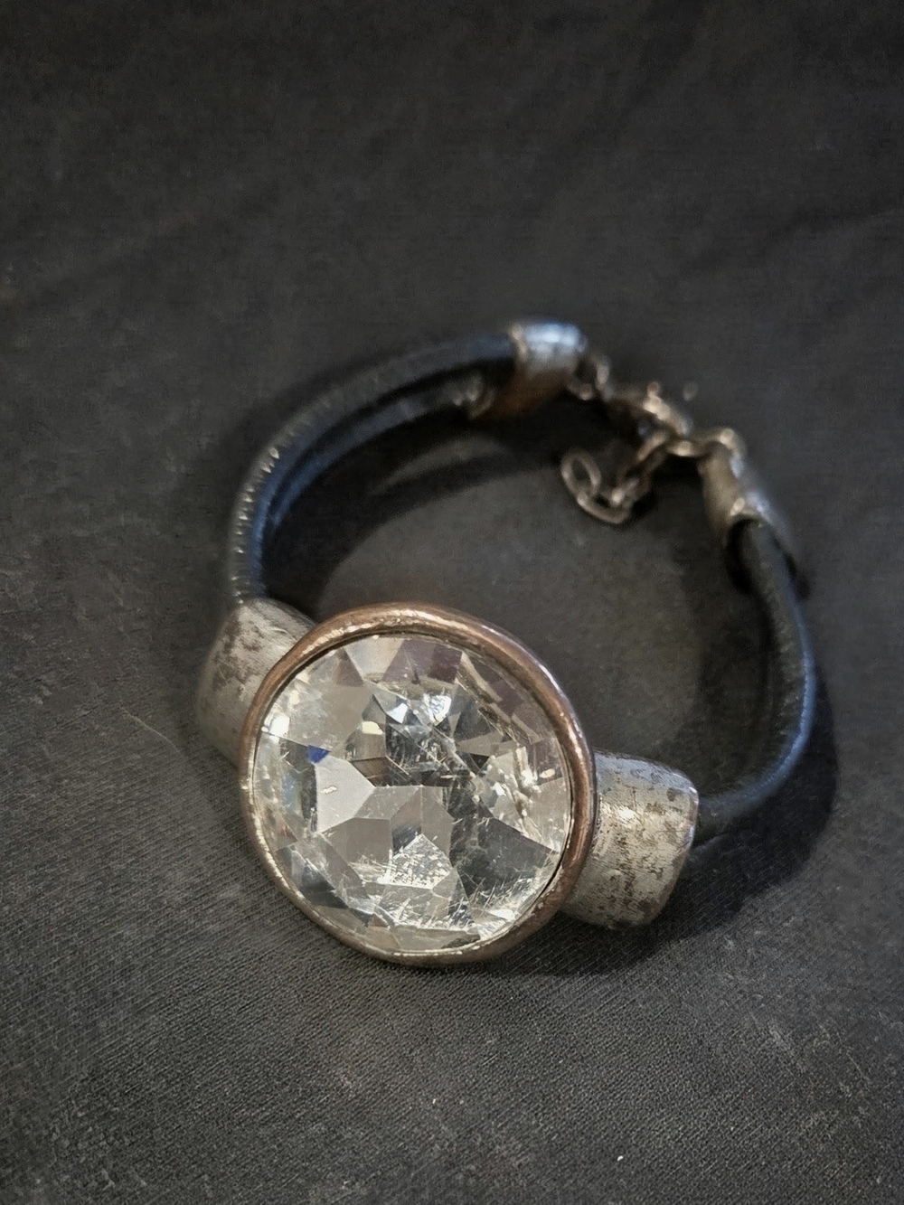 Clear Crystal Leather Bracelet